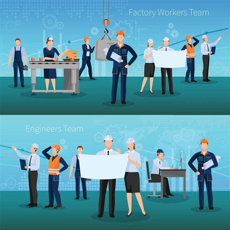 Factory Workers Compositions Flat 1992623 Vector Art At Vecteezy