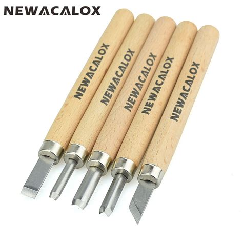 Newacalox 5pcs Woodcut Knife Scorper Hand Cutter Wood Carving Tool