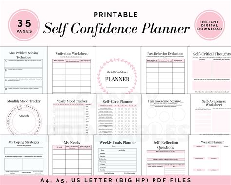 Self Esteem Journal Self Care Planner Confidence Workbook Etsy