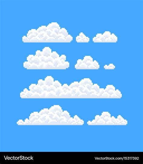 Pixel Art Clouds Royalty Free Vector Image Vectorstock