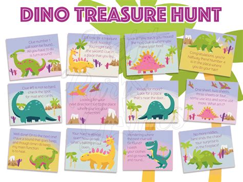 Dinosaur Scavenger Hunt Dino Birthday Party Game Treasure Etsy