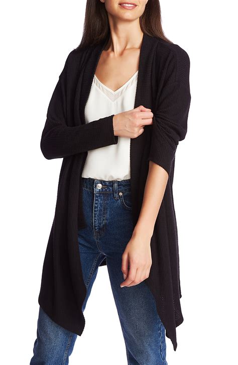 1state Drape Front Waffle Knit Long Cardigan Nordstrom