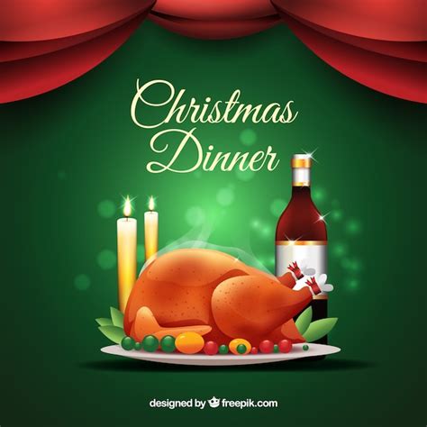 Illustration Of Christmas Dinner Vector Premium Download