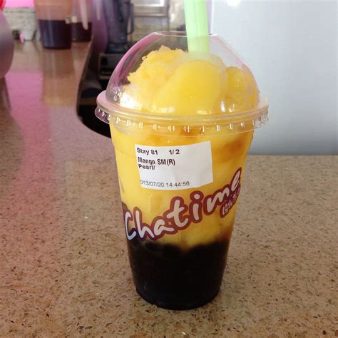 Chatime places great emphasis on the quality of each cup of tea and every detail that can influence its taste. Mango Slush With Boba @ Chatime | Spotted on Foodspotting ...