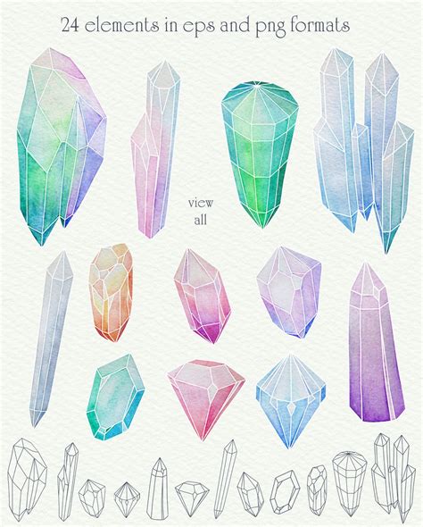 Crystal Watercolor Crystal Drawing Crystals Watercolors Crystal