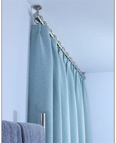 Corner rod shower tray curtain bathroom rail inox pipe. Double Traverse Curtain Rod