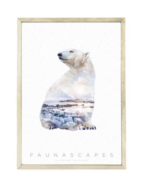 Polar Bear Animal Double Exposure Art Print Faunascapes Door Etsy