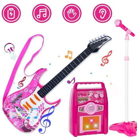 Imeshbean Kids Electric Musical Guitar Toy Play Set W 6 Demo Songs