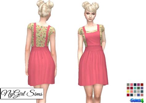Overall Dress With Floral Tee The Sims 4 Catalog