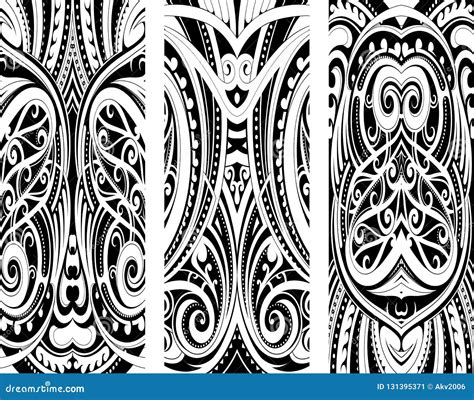 Maori Style Ornament Set Stock Vector Illustration Of Pattern 131395371