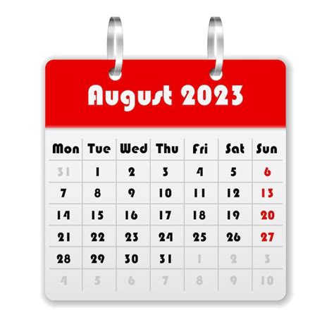 Premium Vector Calendar August 2023
