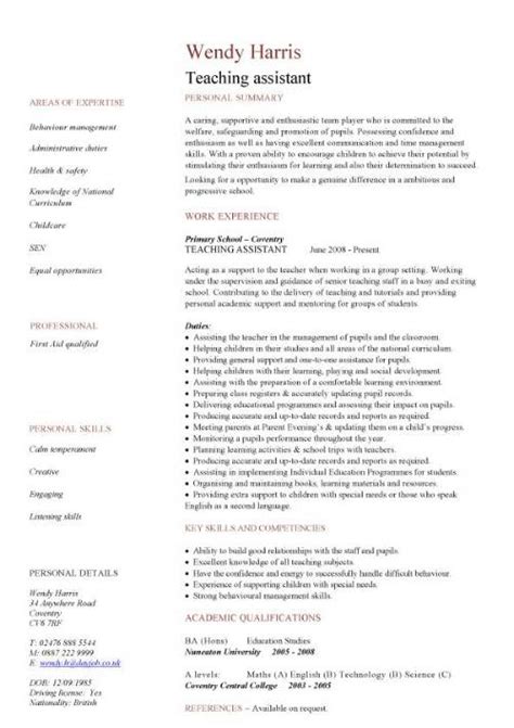 This is a great sample résumé for teachers, with the candidate laying out all also, while her translation experience is not related to teaching, including it in her work history finally, always remember that job search success is not defined by how many cvs you send out, but. Teaching assistant CV sample, teacher CV example, school ...