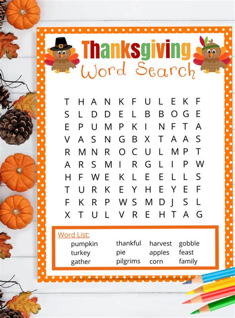 Free Printable Thanksgiving Word Search Favecraftscom Thanksgiving