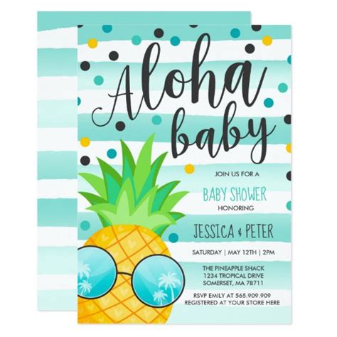 Aloha Baby Shower Invitation Pineapple Baby Shower