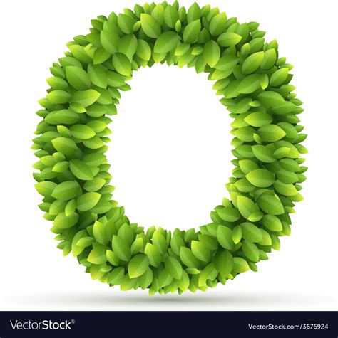 Letter O Alphabet Of Green Leaves Royalty Free Vector Image