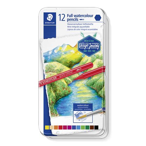 Staedtler Design Journey Pure Colour Watercolour Pencil Tin Of 12