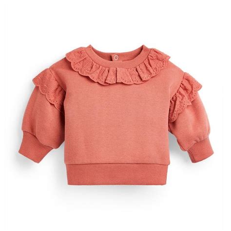 Suéter Rosa Con Cuello Redondo Y Bordados Para Bebé Niña Moda Para