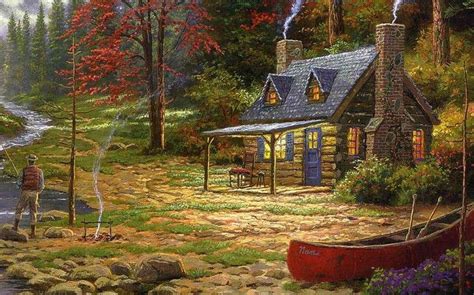 Thomas Kinkade The Good Life Easy Canvas Painting House In Nature