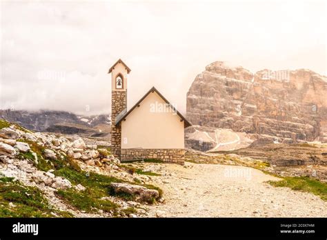 Small Mountain Chapel Cappella Degli Alpini At Tre Cime Di Lavaredo