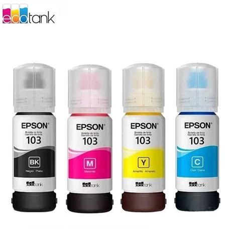 Epson Pack 103 Ecotank Ink Bottle Black Cyan Magenta Yellow Pour