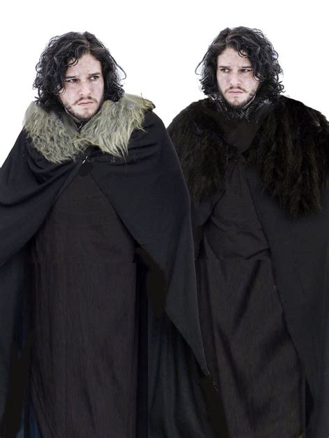 John Snow Long Cape Cloak Game Of Thrones Direwolf Blackwatch Fancy