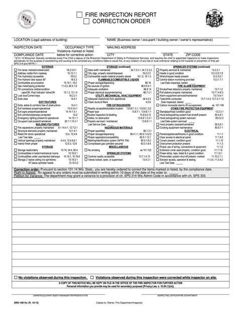 Wisconsin Fire Inspection Forms Fill And Sign Printable