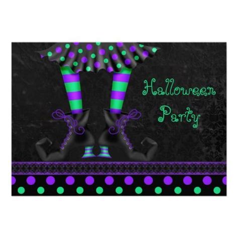 Whimsical Witch Legs Halloween Party Invitation 210 Witches