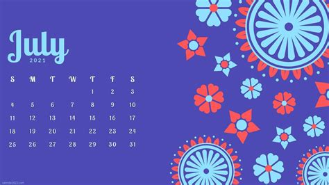 Download July 2021 Purple Calendar Wallpaper