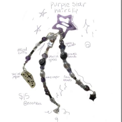 Purple Star Beaded Clip Made With Purple Star Depop