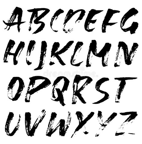 Handdrawn Dry Brush Font Modern Brush Lettering Grunge Style Alphabet