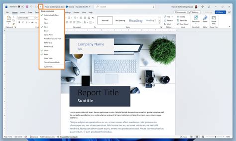 Quick Access Toolbar On By Default In Microsoft 365 Office Windows 10