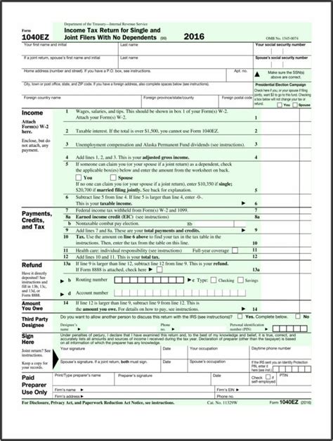 Tax Forms Printable 1040ez Form Resume Examples Lv8nwdez10