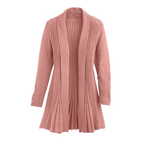 Cardigans For Women Long Sleeve Swingy Soft Knit Cardigan Sweater W Pocket Dusty Mauve Small