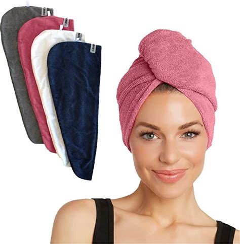 Turbie Twist Microfiber Hair Towel Wrap For Women And Men 4 Pack