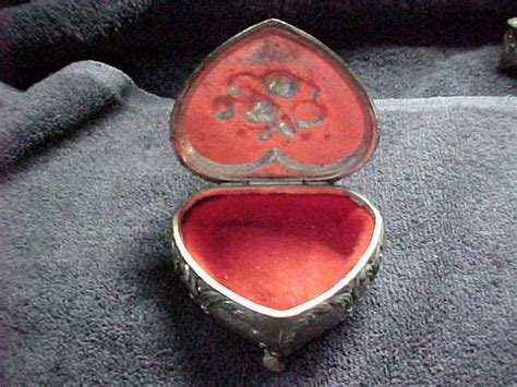 Metal Heart Shaped Trinket Box With Hinged Lid Etsy