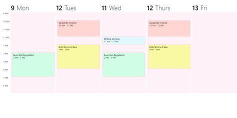 Css Only Five Day Calendar Layout With 9 6 Office Hour View Codemyui