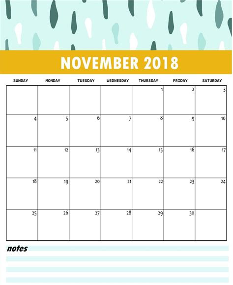 November 2018 Printable Calendar Printable Calendar Pages Calendar
