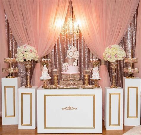 Rose Gold Quincea Era Inspiration For Your Quince Mi Padrino Rose Gold Party Decor Rose