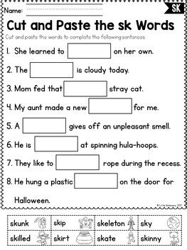 Consonant Beginning Blends Cut And Paste Worksheets L R And S Blends