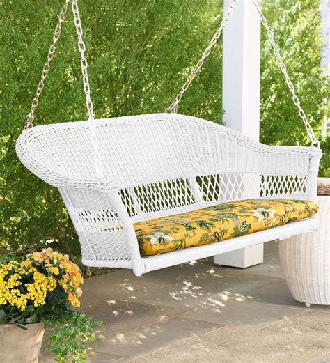 Plow Hearth Easy Care Resin Wicker Swing Off White Walmart