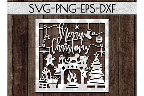 Merry Christmas Svg Cutting File Xmas T Papercut Dxf Pdf By Mulia