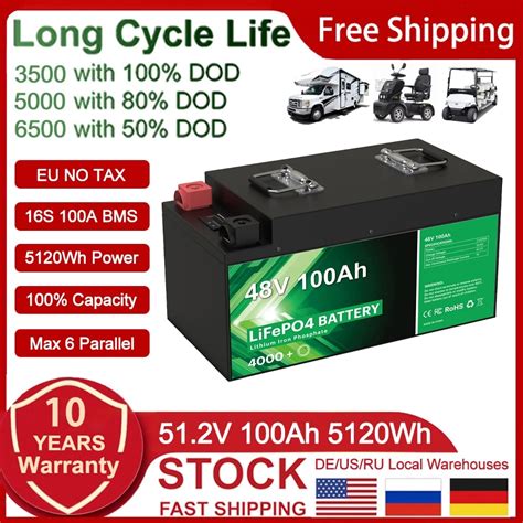 48v 100ah Lifepo4 Batterie 24v 300ah 12v 360ah 240ah Lithium Golf