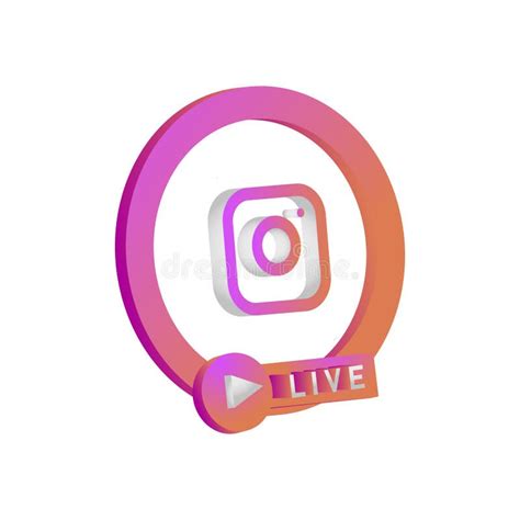 3d Render Live Stream Instagram Icon Sign Design Isolated Stock Vector