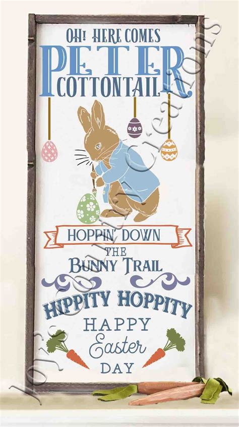 Here comes Peter cottontail, Peter Rabbit, Easter design, Easter sign