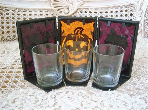 Yankee Candle Halloween Metal Votive Candle Holder With Glass Cups
