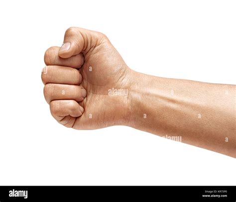 Mans Hand With Closed Fist Isolated On White Background High