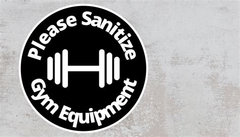 Please Sanitize Gym Equipment Rounded Sign Black And White Sticker