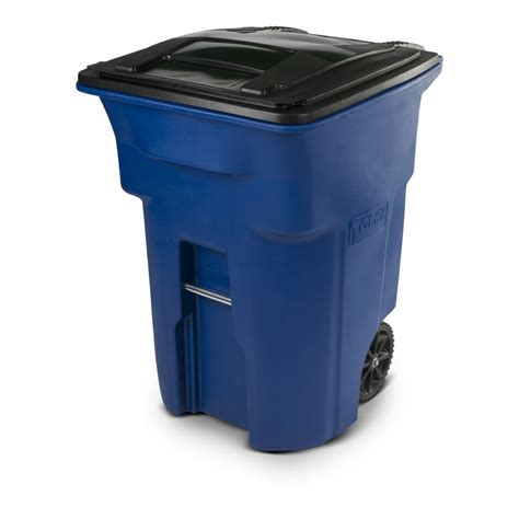 Shop Toter 96 Gallon Blue Plastic Wheeled Trash Can With Lid At
