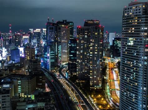 Ночной красивый город Токио обои для рабочего стола картинки фото