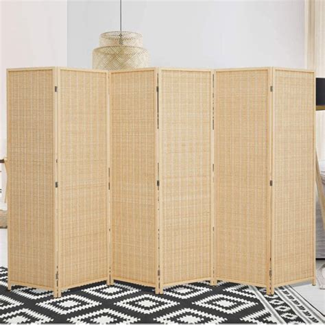 Jostyle Room Divider Privacy Screen With Natural Bamboo 6 Panel